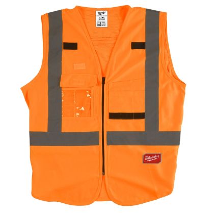 Светлоотразителна жилетка Milwaukee Hi-Visibility с 10 джоба, оранжева, размер 2XL/3XL, клас 2, 4932471894