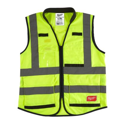 Светлоотразителна жилетка Milwaukee Premium Hi-Visibility с 15 джоба, жълта, размер L/XL, клас 2, 4932471896