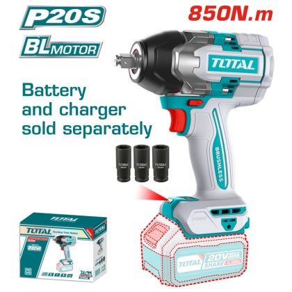 Акумулаторен ударен безчетков гайковерт TOTAL INDUSTRIAL TIWLI20851 1/2", 20 V, 850 Nm, без батерия 