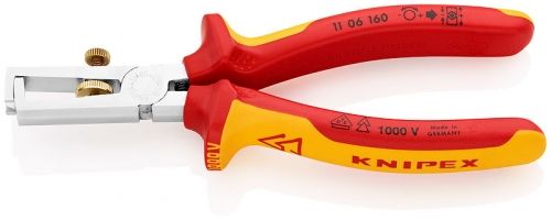 Knipex Клещи електротехнически за сваляне на изолация с регулиращ винт 160 мм, 0.5-10 мм2 /11 06 160 SB/