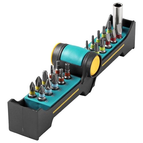 Wolfcraft 1374000 Накрайник бит комплект PH/PZ/SB/TX/SW 21 бр.с магнитен държач 1/4", 25 мм