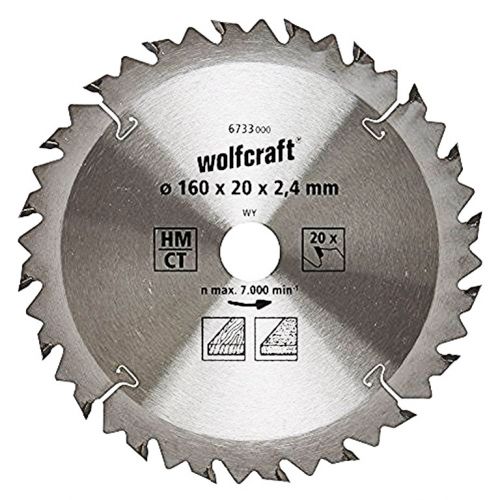 Wolfcraft 6733000 Диск метален HM за рязане на дърво 160x20x2.4 мм, 20 z