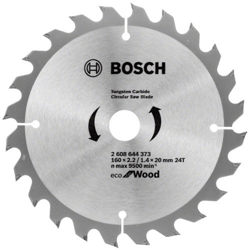 Циркулярен диск Bosch метален HM за рязане на дърво  160x20x2.2 мм, 24 z, Eco for Wood