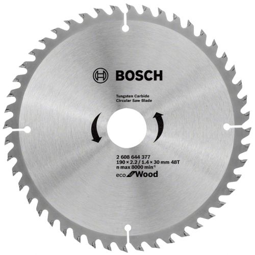 Циркулярен диск Bosch метален HM за рязане на дърво 190x30x2.2 мм, 48 z, Eco for Wood