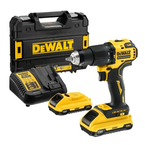 Бормашина винтоверт DeWALT DCD709D2T акумулаторна ударна 18 V, 2 Ah, 65 Nm, 1.5-13 мм