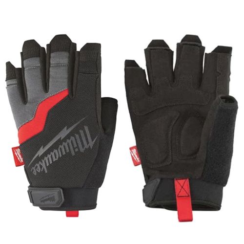 Ръкавици Milwaukee работни дишащи без пръсти размер 10, черно и червено