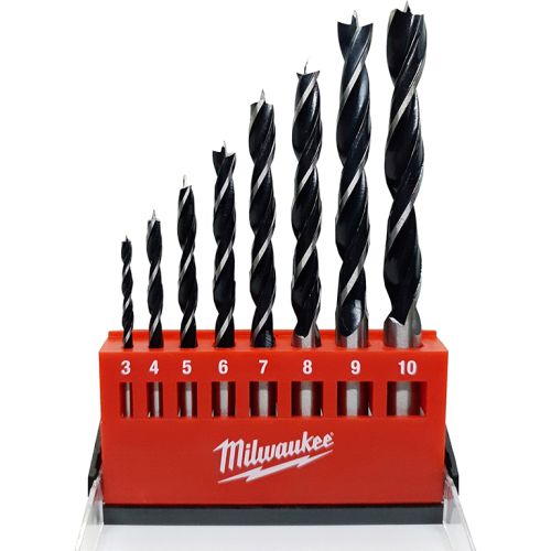 Свредло за дърво Milwaukee CV с цилиндрична опашка комплект 3-10 мм, 8 бр.