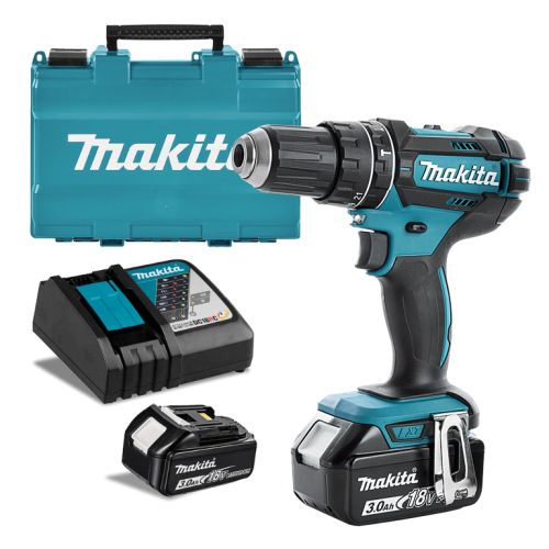 Бормашина винтоверт Makita DHP482RFE акумулаторна ударна с батерия и зарядно, 18 V, 3 Ah, 62 Nm, 1.5-13 мм