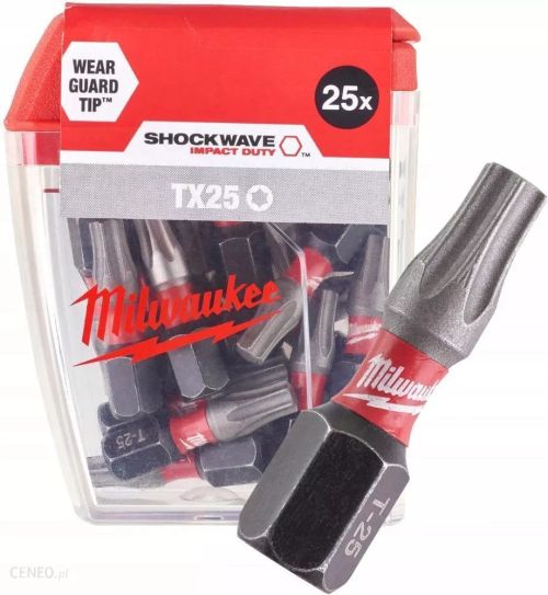 Ударни накрайници  / битове Milwaukee 4932430880 / ShockWave Impact Duty TX25 x 25mm - 25 броя