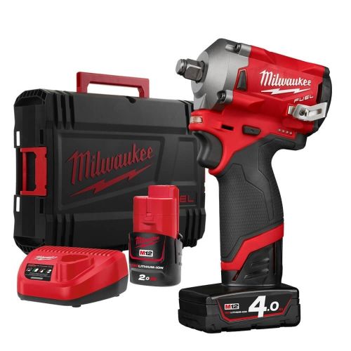 Гайковерт Milwaukee M12 FIWF12-422X акумулаторен ударен 12 V, 2/4 Ah, 339 Nm, 1/2"