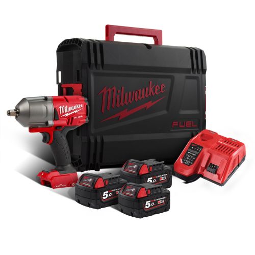 Гайковерт Milwaukee M18 ONEFHIWF12-503X акумулаторен ударен безчетков 18 V, 5 Ah, 1898 Nm, 1/2" + Подарък акумулаторна батерия Milwaukee M18 B5, 18 V, 5 Ah