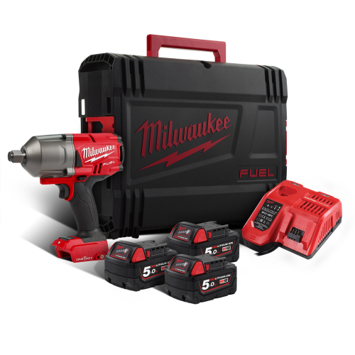 Гайковерт Milwaukee M18 ONEFHIWF34-503X акумулаторен ударен безчетков 18 V, 5 Ah, 2034 Nm, 3/4" + Подарък акумулаторна батерия Milwaukee M18 B5, 18 V, 5 Ah