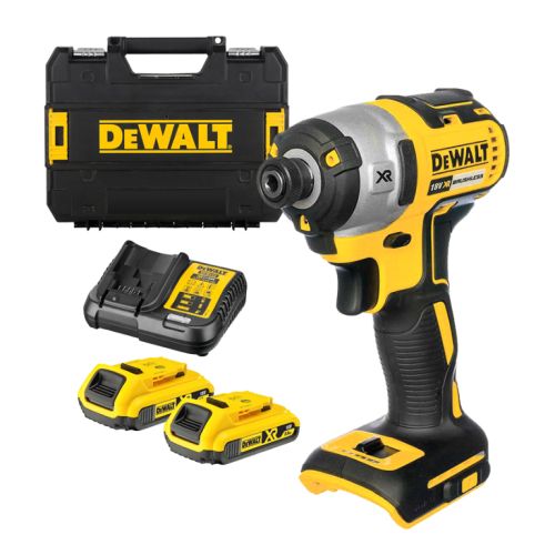 Гайковерт акумулаторен DeWALT DCF840D2T безчетков с 2 батерии и зарядно, 18 V, 2 Ah, 192 Nm, шестостен, 1/4"
