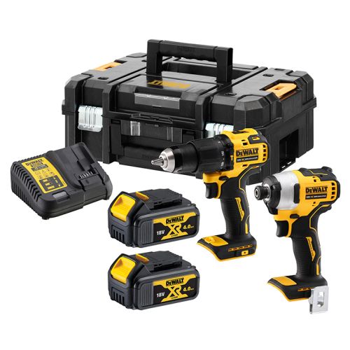 Комплект DeWALT DCK2062M2T акумулаторни инструменти с 2 батерии и зарядно, DCD709, DCF809, 18 V, 4 Ah