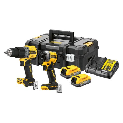 Комплект DeWALT DCK2050E2T акумулаторни инструменти с 2 батерии и зарядно, DCD805, DCF850, 18 V, 1.7 Ah