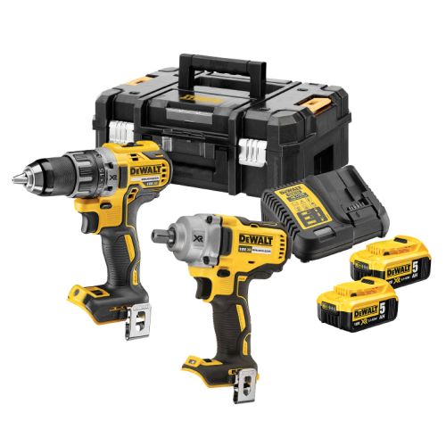 Комплект DeWALT DCK2077P2T акумулаторни инструменти с 2 батерии и зарядно, DCD791, DCF894, 18 V, 5 Ah