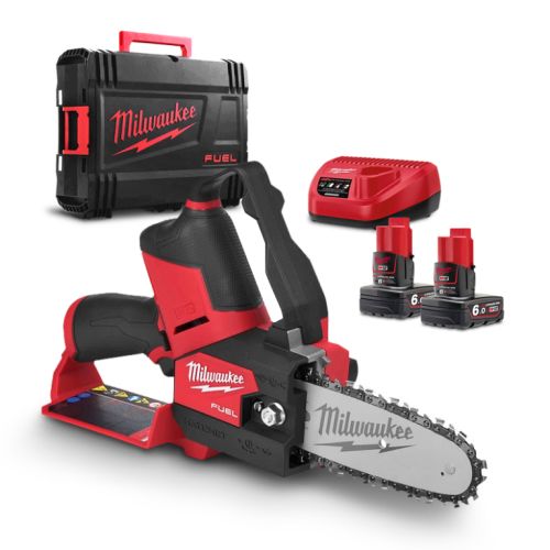 Трион Milwaukee M12 FHS-602X верижен акумулаторен с 2 батерии и зарядно, 12 V, 6 Ah, 15 см, 3/8 ", 1.1 мм