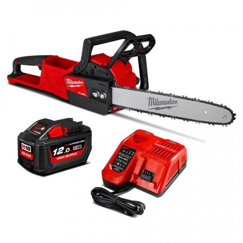 Трион Milwaukee M18 FCHS-121 верижен акумулаторен с 1 батерия и зарядно, 18 V, 12 Ah, 40 см, 3/8 ", 1.1 мм + Подарък акумулаторна батерия Milwaukee M18 B5, 18 V, 5 Ah