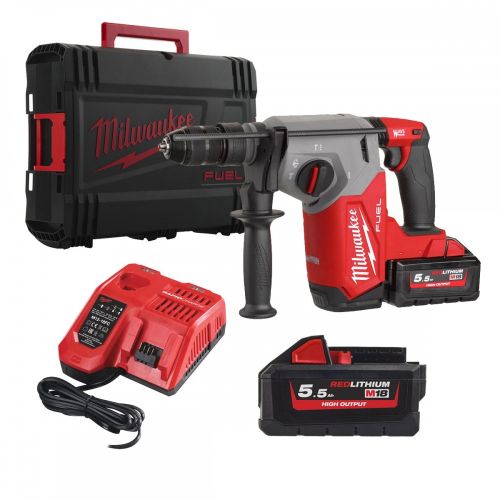 Акумулаторен безчетков перфоратор Milwaukee M18 FHX-552X с батерия и зарядно, SDS-plus, 18 V, 5.5 Ah, 2.5 J 