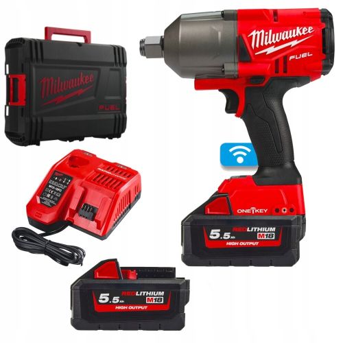 Гайковерт Milwaukee M18 ONEFHIWF34-552X акумулаторен ударен безчетков 18 V, 5.5 Ah, 2034 Nm, 3/4" + Подарък акумулаторна батерия Milwaukee M18 B5, 18 V, 5 Ah