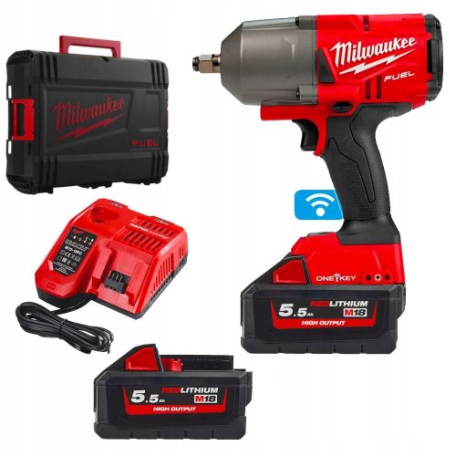 Гайковерт Milwaukee M18 ONEFHIWF12-552X акумулаторен ударен безчетков 18 V, 5.5 Ah, 1898 Nm, 1/2" + Подарък акумулаторна батерия Milwaukee M18 B5, 18 V, 5 Ah