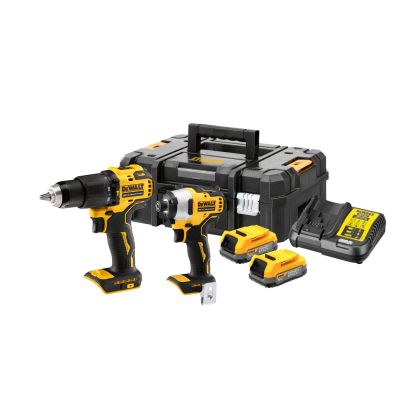 Комплект DeWALT DCK2062E2T акумулаторни инструменти с 2 батерии и зарядно, DCD709, DCF809, 18 V, 1.7 Ah