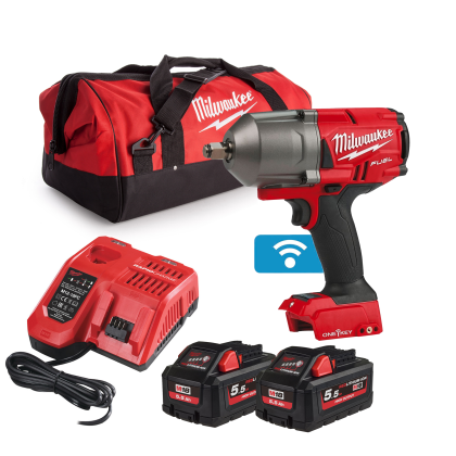 Гайковерт Milwaukee M18 ONEFHIWF12-552X акумулаторен ударен безчетков 18 V, 5.5 Ah, 1898 Nm, 1/2"