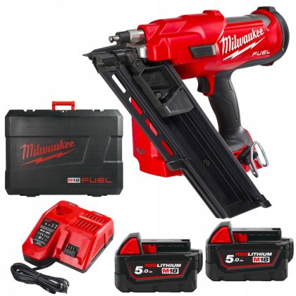 Акумулаторен такер Milwaukee M18 FFN-502C с 2 батерии и зарядно, 18 V, 5 Ah, 50 - 90 мм