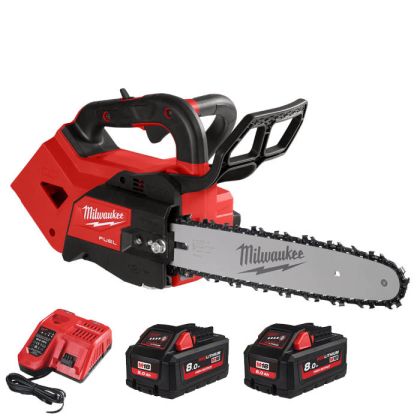 Акумулаторен верижен трион Milwaukee M18 FTHCHS30-802 с 2 батерии и зарядно, 18 V, 8 Ah, 30 см, 0.325 ", 1.1 мм + Подарък акумулаторна батерия Milwaukee M18 B5, 18 V, 5 Ah