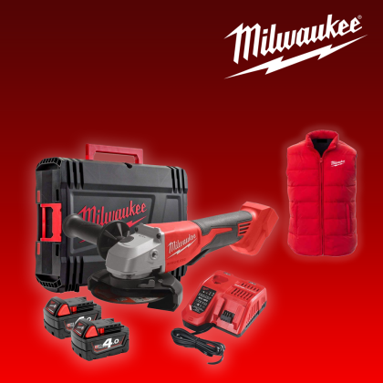 Ъглошлайф акумулаторен Milwaukee M18 BLSAG125XPDMC-402X с батерия и зарядно, 18 V, 4.0 Ah, 125 мм, 11 000 об./мин и Елек 