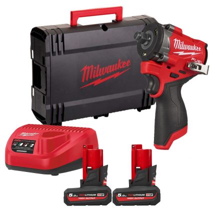 Акумулаторен ударен гайковерт Milwaukee M12 FCIWF12G3-502X с батерия и зарядно, 12 V, 5.0 Ah, 745 Nm, 1/2" квадрат