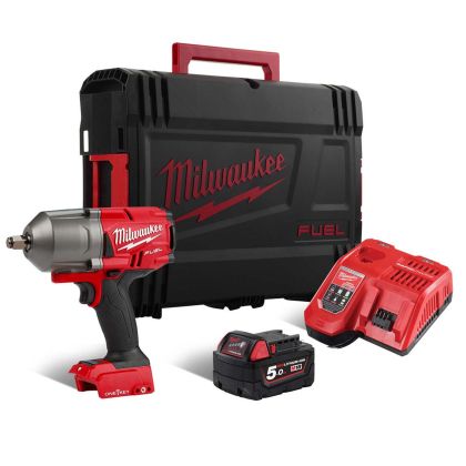 Гайковерт Milwaukee M18 ONEFHIWF12-501X акумулаторен ударен безчетков 18 V, 5 Ah, 1898 Nm, 1/2" 
