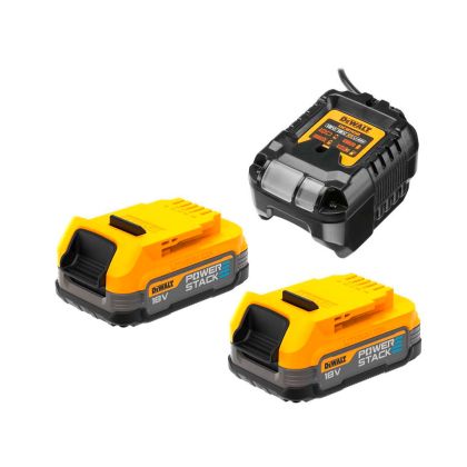 Комплект акумулаторни батерии със зарядно DeWALT DCB1102E2, 18 V, 2 х 1.7 Ah, PowerStack