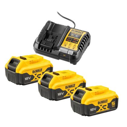 Комплект акумулаторни батерии със зарядно DeWALT DCB1104P3, 18 V, 3 x 5.0 Ah