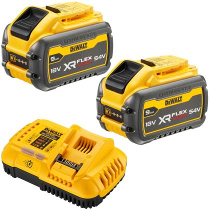 Комплект акумулаторни батерии със зарядно DeWALT DCB118X2, 2 x 9.0 Ah, Flexvolt
