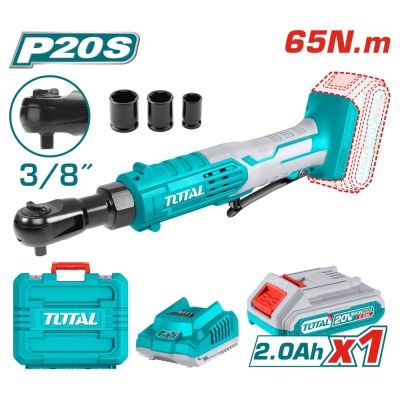 Акумулаторна тресчотка TOTAL TDRLI2060152 с батерия и зарядно, 20 V, 2 Ah, 3/8", 65 Nm