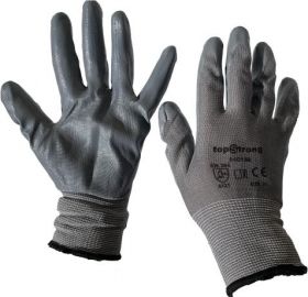 Ръкавици Top Strong топени в нитрил полиестерни размер 10, сиви 540139