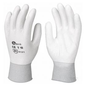 Ръкавици Eurotechnique топени в полиуретан полиестерни размер 10, бели, 6110