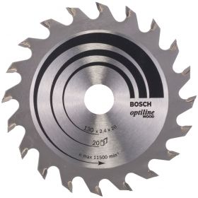 Циркулярен диск Bosch метален HM за рязане на дърво  130x20x2.4 мм, 20 z, Optiline Wood