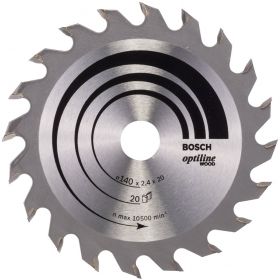 Циркулярен диск Bosch метален HM за рязане на дърво  140x20x2.4 мм, 20 z, Optiline Wood