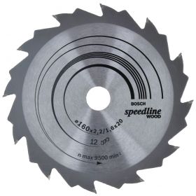 Циркулярен диск Bosch метален HM за рязане на дърво  160x20x2.4 мм, 12 z, Speedline Wood