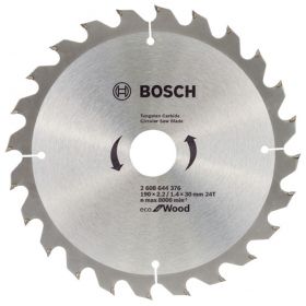 Циркулярен диск Bosch метален HM за рязане на дърво 190x30x2.2 мм, 24 z, Eco for Wood