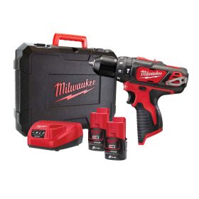 Винтоверт Milwaukee M12 BPD-202C акумулаторен ударен с 2 батерии и зарядно, 12 V, 2 Ah, 30 Nm, 1-10 мм