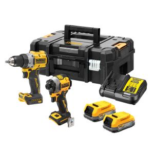 Комплект DeWALT DCK2051E2T акумулаторни инструменти с 2 батерии и зарядно, DCD800, DCF850, 18 V, 1.7 Ah