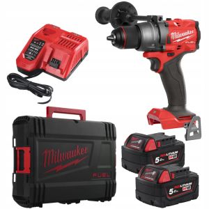 Акумулаторен винтоверт Milwaukee M18 FDD3-502X с батерии и зарядно, 18 V, 5 Ah, 158 Nm, 1.5-13 мм