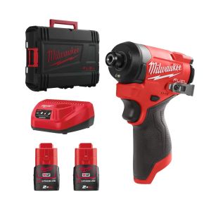 Акумулаторен ударен гайковерт Milwaukee M12 FID2-202X с 2 батерии и зарядно, 12 V, 2.0 Ah, 170 Nm, 1/4"