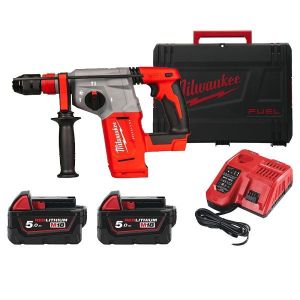 Акумулаторен перфоратор Milwaukee M18 BLHX-502X с батерия и зарядно, 18 V, 5.0 Ah, 2.3 J + Подарък акумулаторна батерия Milwaukee M18 B5, 18 V, 5 Ah